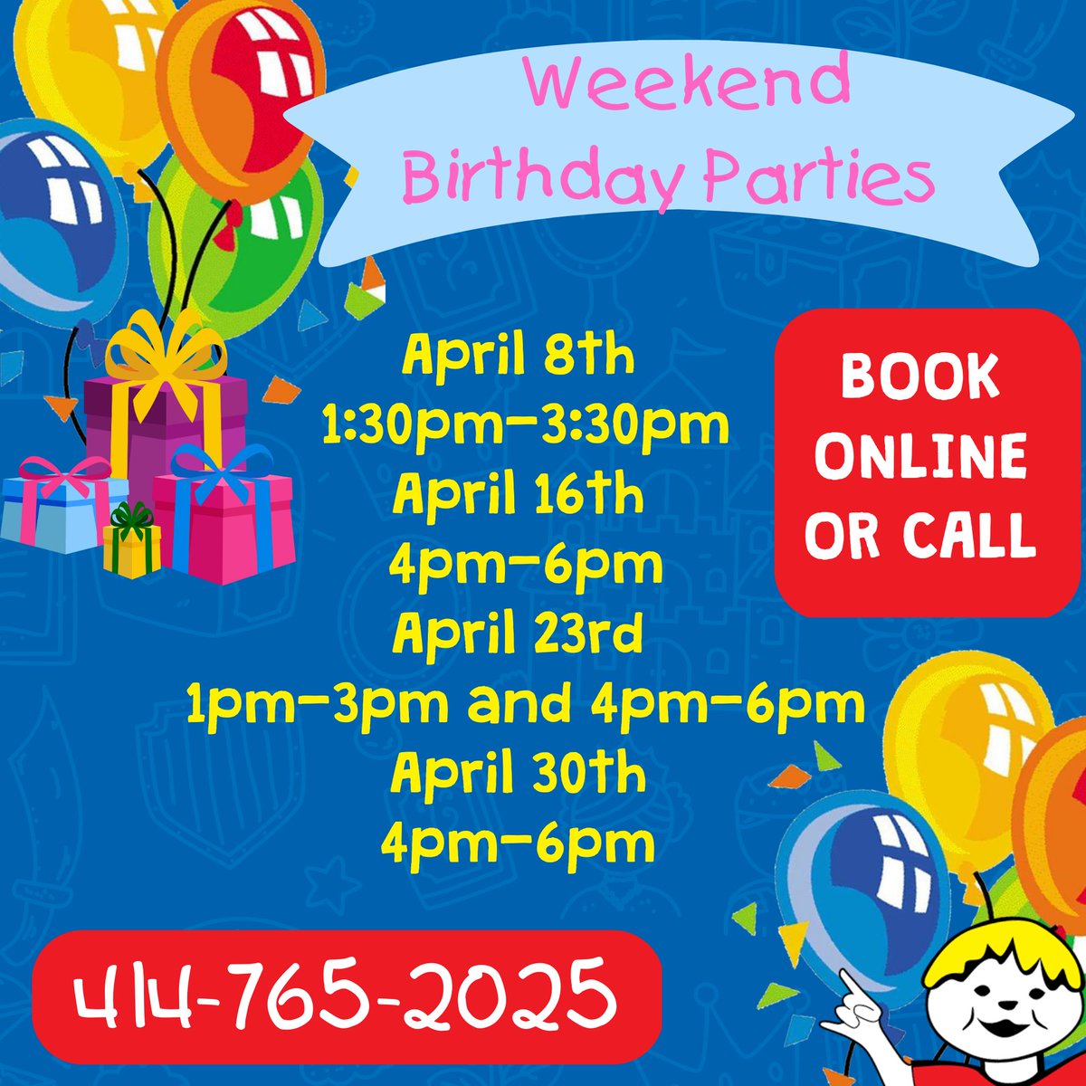 CALL NOW TO BOOK YOUR WEEKEND BIRTHDAY PARTY!
#WRTS_Milwaukee #milwaukee #birthdays #Party #kidsgym #play #sensorygym #mom #dad #happybirthday #indoorgym