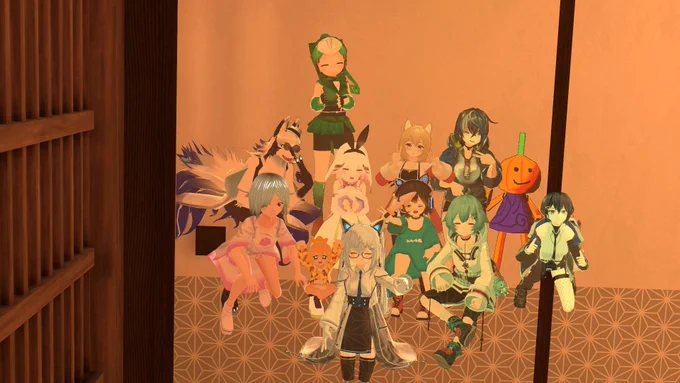#川床泥酔部 ①なのちゃんロボ軍団!②懐かしアバター集合。③ぽんさん夜勤お疲れ! 