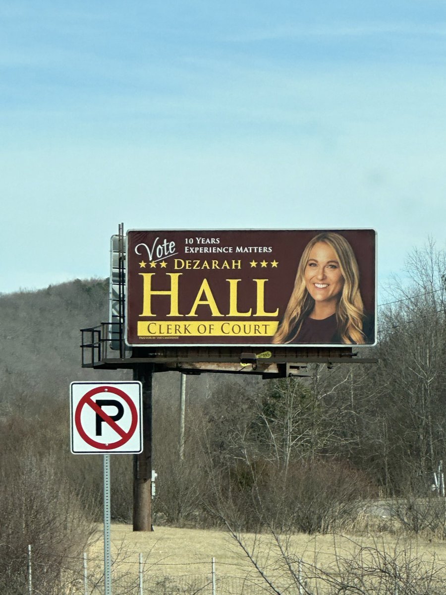 RanessaJessee's tweet photo. #ourdaughter Vote at Central HS May 6, 2023. 9-4 #experiencematters #hallforclerk #wisecounty #dezarahjesseehall #billboard https://t.co/zcmTSb7ruh