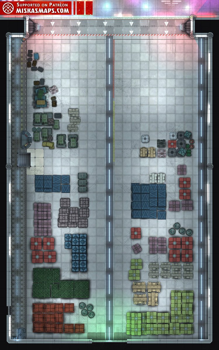 MiskasMaps's tweet image. Never have I ever been in a blaster fight in a spaceport cargo bay...

Now on Miska's Sci-Fi Maps' with some variants (#FoundryVTT support coming soon) 

#starwars #starfinder #scifiart #battlemaps #edgeoftheempire #sw5e #startrekadventures #TTRPGs