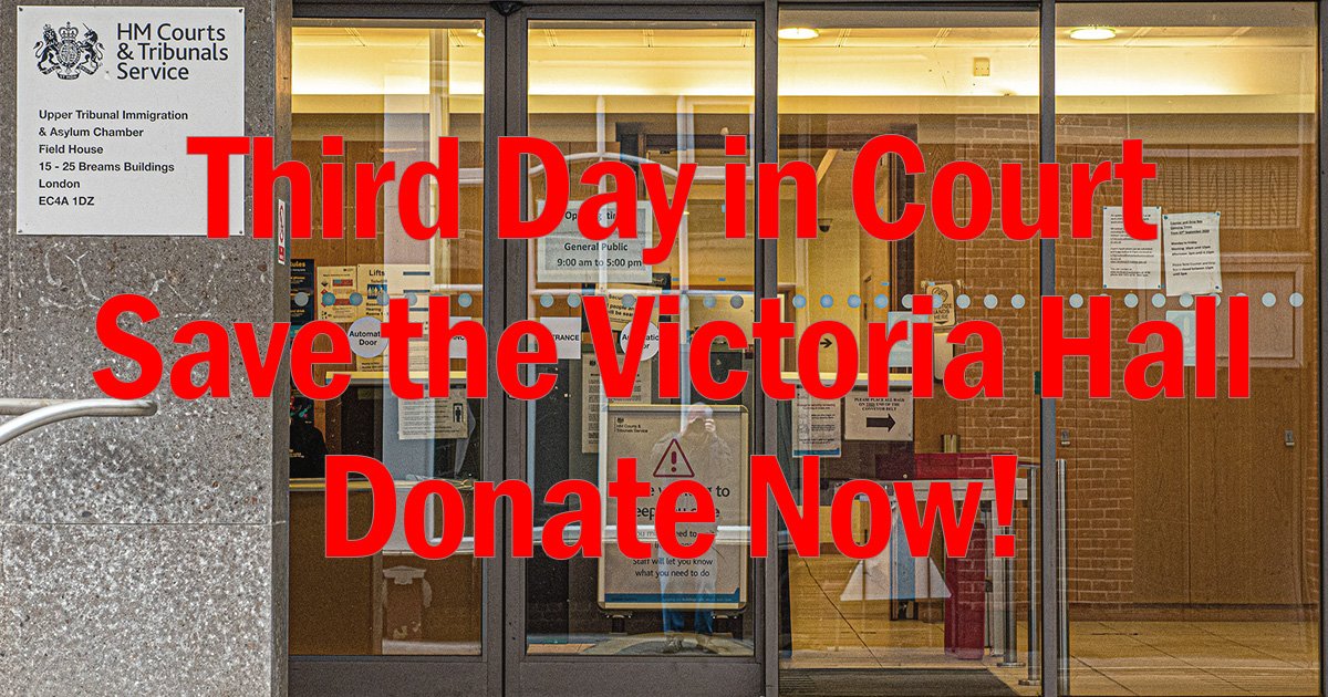 Today is 3rd day of the hearing that could save #ealing’s Victoria Hall from becoming part of a luxury hotel. Donate: crowdjustice.com/case/save-the-… Since 1888 at of community life, easy to get to from #Acton #Greenford #Hanwell #Northolt #Perivale and #Southall  #charities #charitylaw