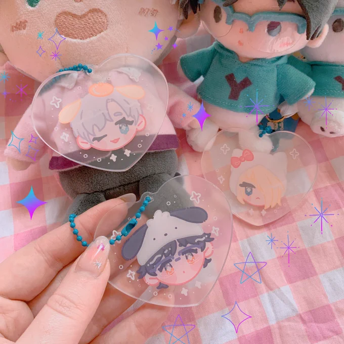  Yuri On Ice charms I love my little Sanrio collab plushies of the boys so the charms are based on their designs!! 