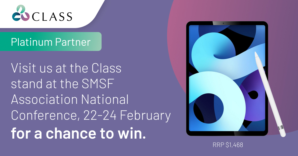 Class_Pty_Ltd's tweet photo. Come visit the team today at #NC2023 stand 36 for a chance to win an iPad Air + Pencil valued at $1,468 to keep connected! See you soon! #SMSF @SMSFassoc
 #Accountants https://t.co/8GZYNg1YEE