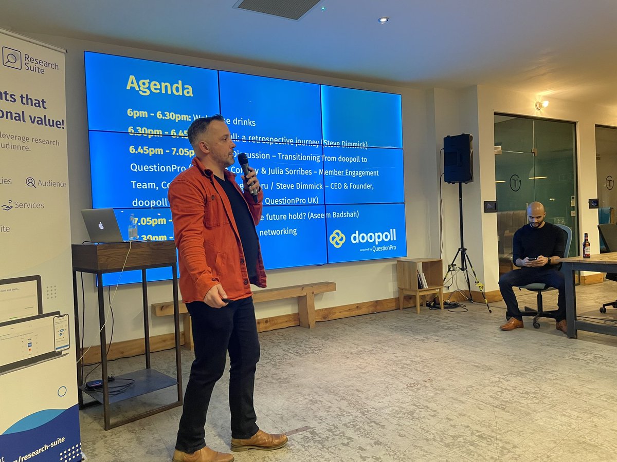 Enjoyed being <a href="/TramshedTech/">Tramshed Tech</a> this evening as <a href="/doopoll/">doopoll acquired by @QuestionPro</a> hands over to <a href="/questionpro/">QuestionPro, Inc.</a> . Have always loved and admired the talent &amp; energy of <a href="/thedimmick/">Steve Dimmick</a> &amp; <a href="/iammarcthomas/">Marc Thomas isn't here right now</a> &amp; their passion for engaging audiences &amp; informing better decision making across organisations.