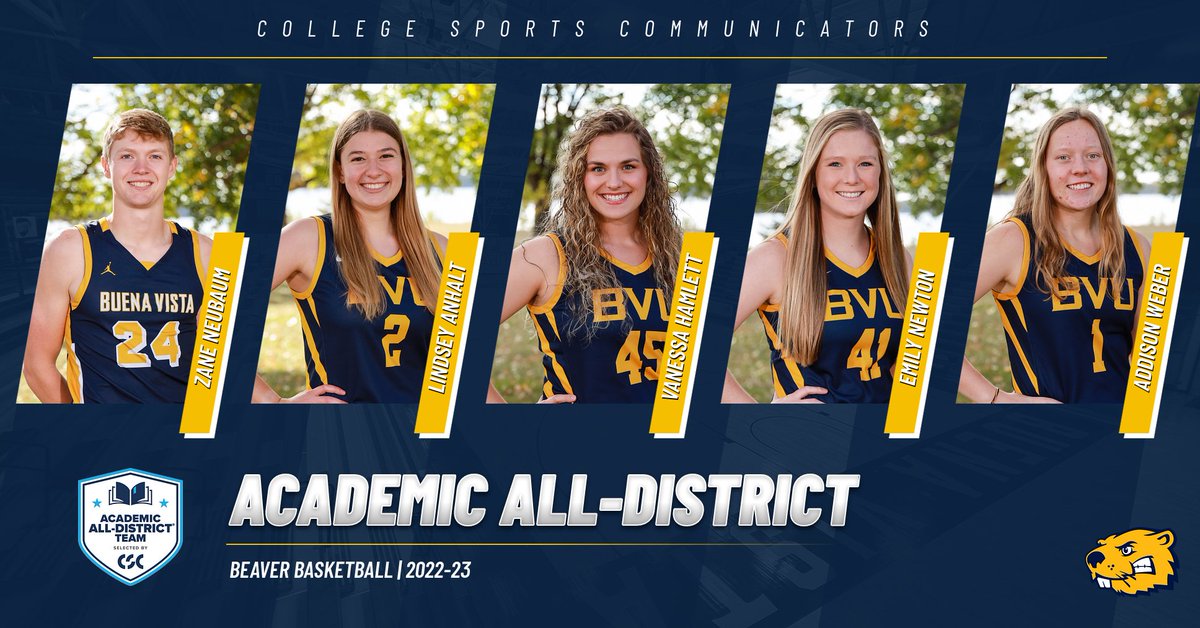 CONGRATULATIONS to the student-athletes from @BVU_WBBALL and @BVU_Basketball named to Academic All-District Basketball Teams by <a href="/CollSportsComm/">College Sports Communicators</a>! We are proud of your achievements on the court and in the classroom.

bvuathletics.com/news/2023/2/21…. #BeaverNation #d3hoops #BeaversBuild