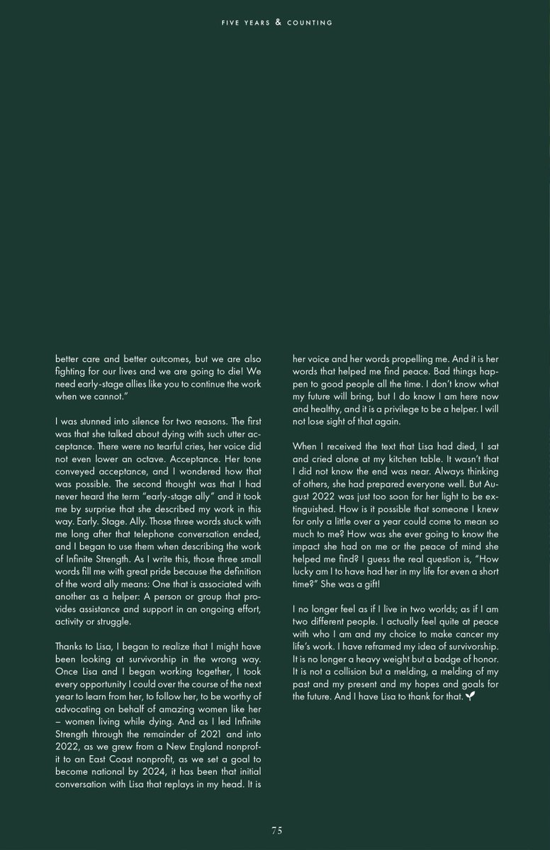 Robertalom3's tweet photo. People ask me (a lot) why I choose to live in the world of cancer when I am NED. My article for @real_widfire explains this, and how my friend @llaudico helped me find peace about this decision. #bcsm https://t.co/Swn1caI8T6