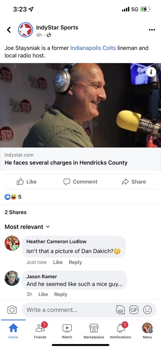 HeatherLudlow's tweet photo. @dandakich Maybe I’m wrong, but isn’t this a pic of you that  the @indystar posted along with a story about Joe Staysniak? I know how accurate they always are.😂 https://t.co/spcPZMV6ID