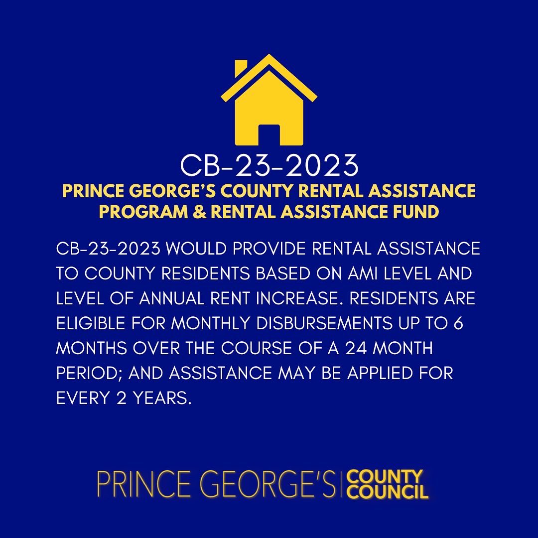 Today the People’s Council introduced CB-23-2023 Prince George’s County Rental Assistance Program — this program would help keep families and seniors in their homes by establishing a permanent rental assistance program and fund.