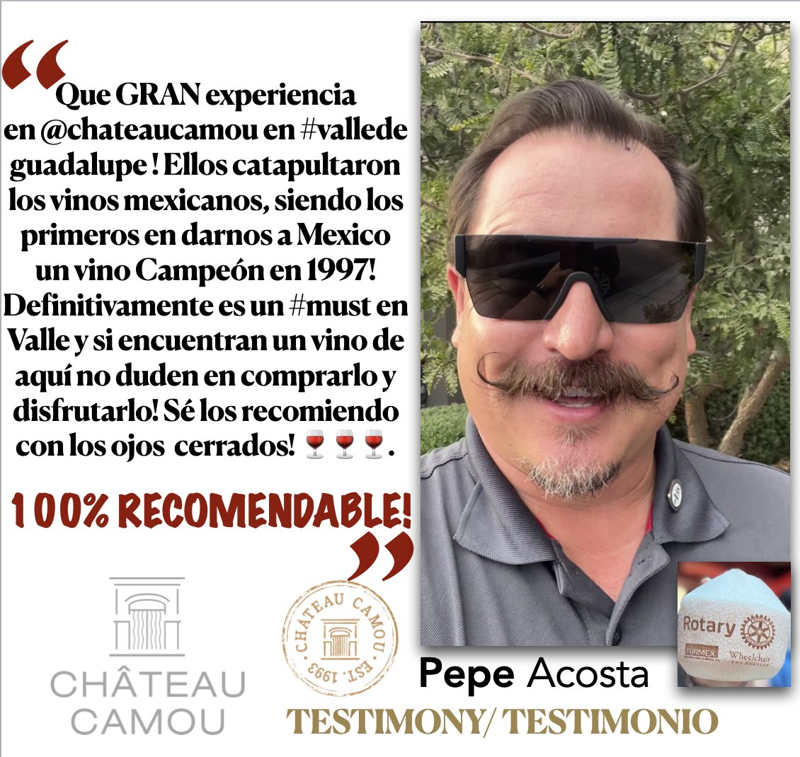 #TESTIMONIO! Estos son los motivos por los cuales nos esforzamos a darles lo mejor de Château Camou! En nombre de todo el equipo - Gracias por su preferencia! #chateaucamou #soycamou #rotary #rotaryloscabos #rotaryensenada #rotaryensenadatodossantos Los esperamos!