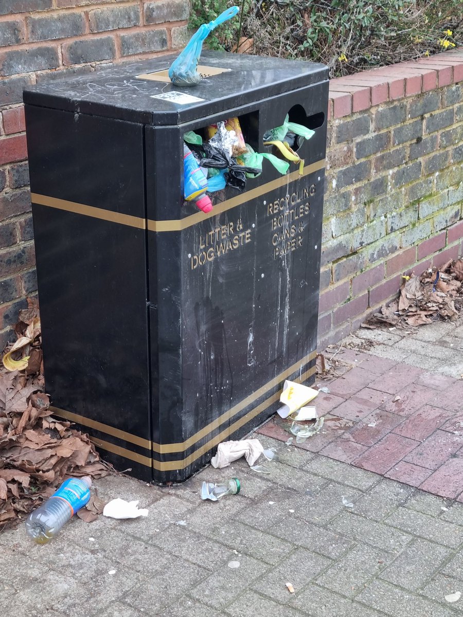 BatterseaBeach's tweet photo. @wandbc Bins along the Thames Path, near Battersea Bridge end... Daylight image taken this a.m. and same bins this evening. Any idea why these aren't cleared daily? Unfortunately, much of this contributes to the plastic and litter in the Thames. Please help 🙏 https://t.co/pTPisPhphA