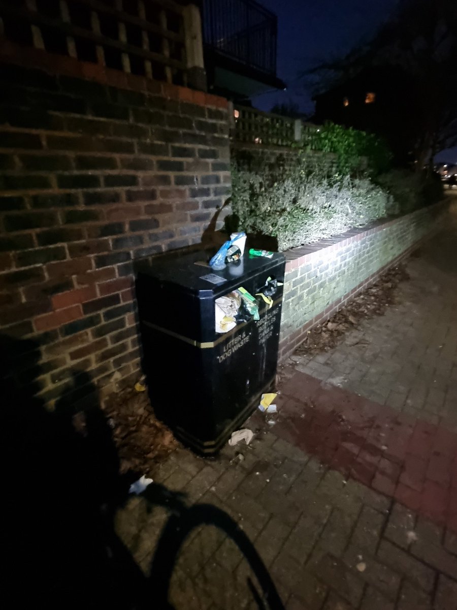 BatterseaBeach's tweet photo. @wandbc Bins along the Thames Path, near Battersea Bridge end... Daylight image taken this a.m. and same bins this evening. Any idea why these aren't cleared daily? Unfortunately, much of this contributes to the plastic and litter in the Thames. Please help 🙏 https://t.co/pTPisPhphA