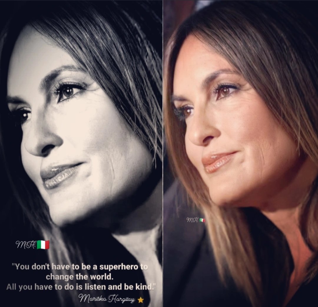 ItMariska's tweet photo. "You don't have to be a superhero to change the world.
All you have to do is listen and be kind."
Mariska Hargitay
๐๐
You are indeed a superhero Mariska, Super Hargi Woman!๐โบ๏ธ
#MariskaHargitay #OliviaBenson #svu #SuperHargiWoman #Hero #HumanPerfection https://t.co/A3NOkPHseM