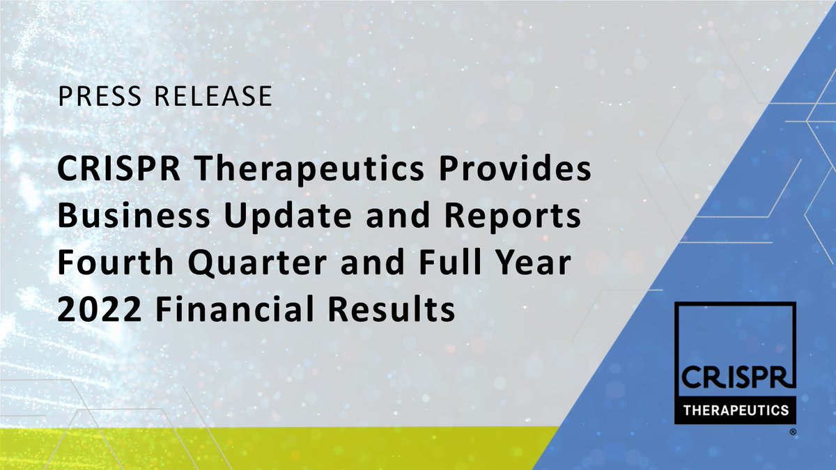 CRISPRTX's tweet photo. Today, we announced our fourth quarter and full year earnings results. Read more about our recent highlights and outlook: https://t.co/4o5TeANGCS https://t.co/dh0aihNmGE