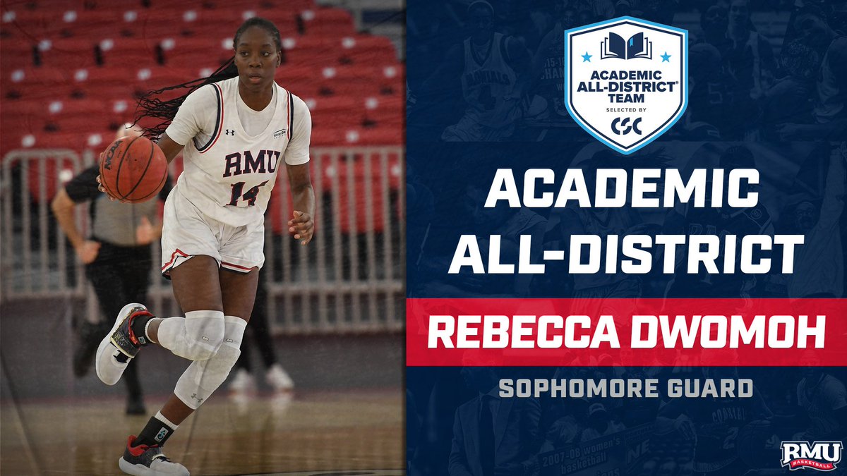RMUWBasketball's tweet photo. Congrats to Mackenzie Amalia, Rebecca Dwomoh, Alejandra Mastral, and Simone Morris on being named to the 2022-23 @AcadAllAmerica  All-District Team‼️
They now move onto the national ballot for voting‼️

📜: https://t.co/lY2t9dpOlg

#HoopTownship | 🔵🏀🔴 | #RMUnite https://t.co/Ybbu6e93hg