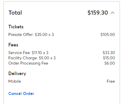 red_panda0022's tweet photo. The fact that @Ticketmaster wants to charge me $34 for  damn processing fees is ridiculous. That's the cost of one ticket I am planning on purchasing. BUT DON'T WORRY! Mobile delivery is free.... 

No wonder your stock is down 35% this year. https://t.co/zezyZTzUw5