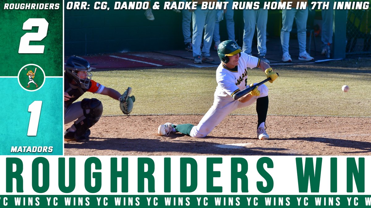 YavapaiBaseball's tweet photo. Comeback complete! @DillonOrr88 goes the distance and the Roughriders bunt their way to a dramatic game-one victory 🔥

📸: @HenstraChris 
#GoRiders https://t.co/mWJ0QFu6aS