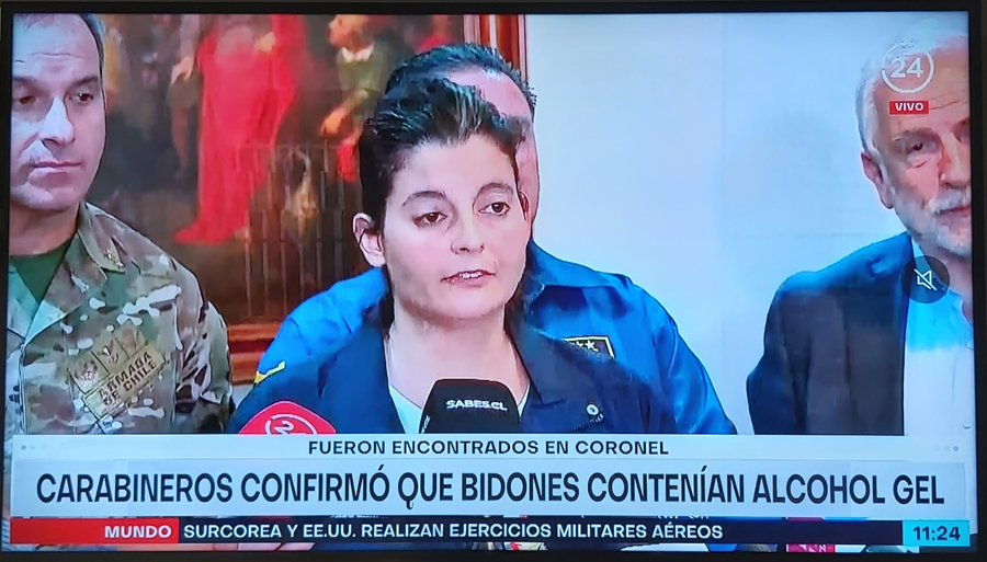 EJavierSpz's tweet photo. "El Alcohol Gel no es inflamable ni es acelerante..." 
Basta con verle la cara a esta tarada de Daniela Dressner🥴 https://t.co/x4iLKB8weX