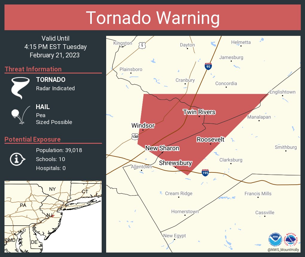 NWS Tornado on Twitter "Tornado Warning continues for Twin Rivers NJ, Hightstown NJ and