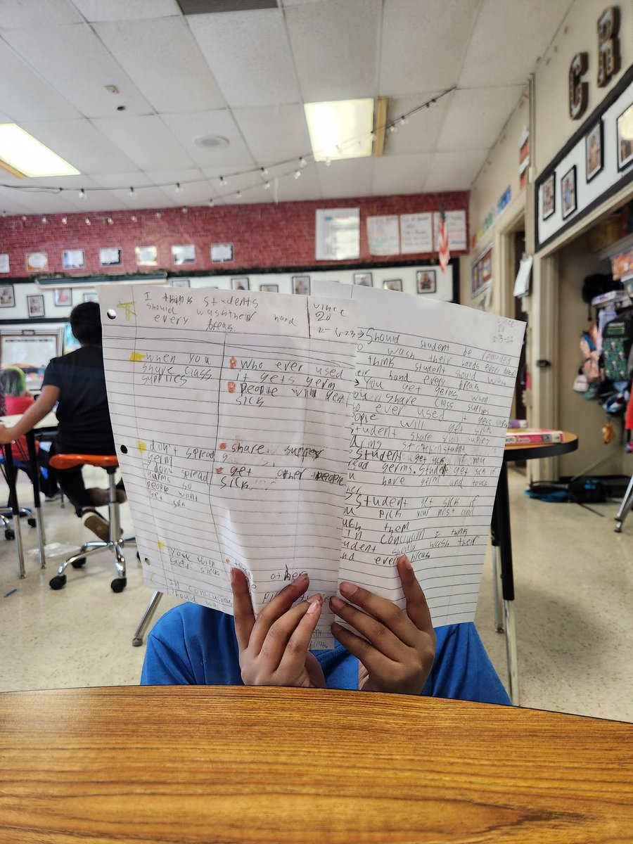 lee_christinay's tweet photo. Using Step Up to Writing strategies to help us with our opinion writing! Look at the rough drafts that I got.๐ ๐คโ๏ธ #tweetingtuesday #writingtips #stepuptowriting #educhat #lrnchat #TEACHers #SUTW #ThirdGradeTeacher https://t.co/6XBARrBhMH