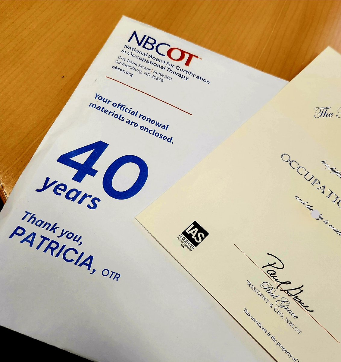 PGentileOT's tweet photo. Just renewed...WOW 40 years!!!  one  of the best decisions I ever made was to be an #occupationaltherapist 
#thisis40 #nbcot #healthprofession #AOTA #Occupationaltherapist #OT https://t.co/SewjyFCRhJ