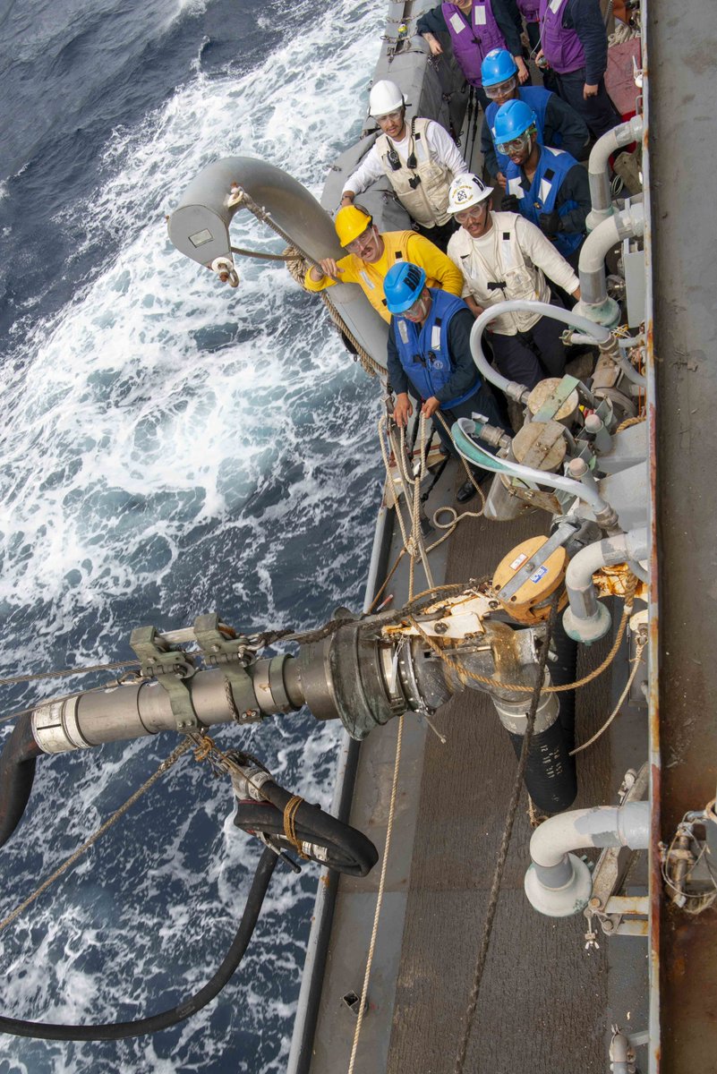 USNavy's tweet photo. #AlwaysReady at 🌊  

Sailors assigned to #USSDecatur (DDG 73), #USSWayneEMeyer (DDG 108), and #USSChungHoon (DDG 93) conduct routine operations in the South China Sea.

#US7thFleet is the U.S. Navy’s largest forward-deployed numbered fleet. https://t.co/RGPoBqjQDa