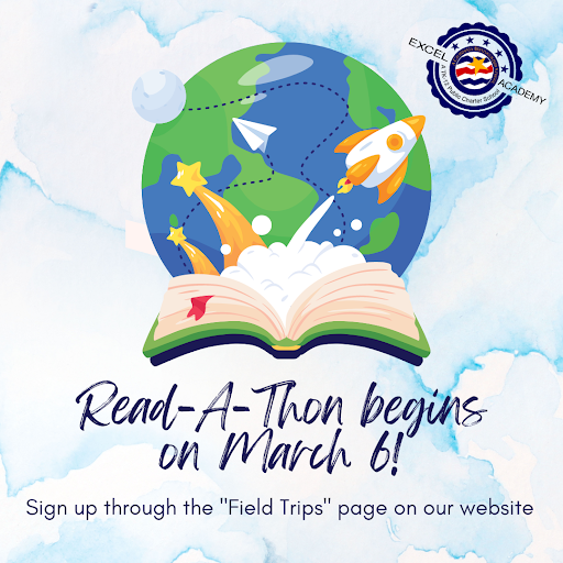ExcelAcdmy's tweet photo. Save the Date: This year's Read-A-Thon is starting on March 6! We hope to have all of our students participate!

For details and registration information, visit: https://t.co/SOHp5oLguV https://t.co/h907L5uHBQ