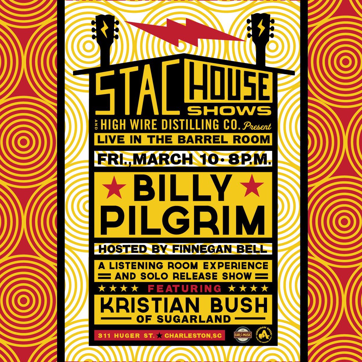 Charleston! Tickets are on sale now to catch @_BillyPilgrim: A Listening Room Experience & Solo Release Show at @highwirechs on March 10th! Show starts at 8pm. Hope to see y’all there. Tickets at bit.ly/3lN2u8q