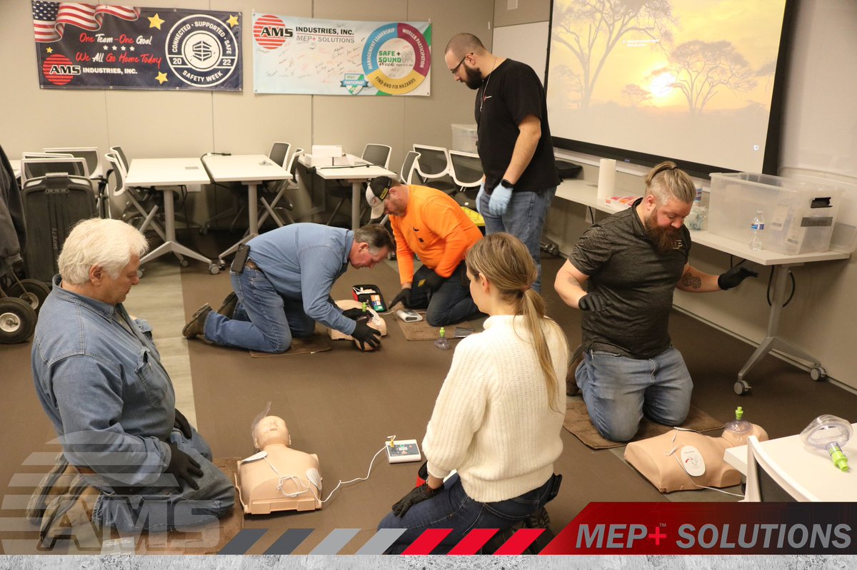 AmsIndInc's tweet photo. 🛑🦺 Safety is a top priority of ours and one of our core values. Our Safety Department recently offered CPR certification for office and field staff as well as flagger training for some of our journeymen working in the city of Chicago. 🦺🛑

#MepEngineering #Safety #Training https://t.co/gH4GI8Vnhq