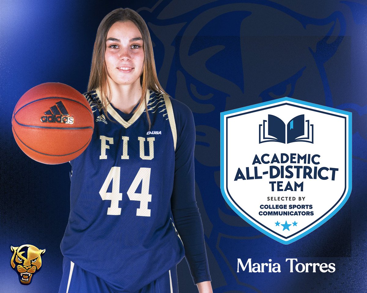 FIUWBB's tweet photo. Congrats to Maria Torres on being named to the 2022 College Sports Communicators’ Academic All District Team! 🏀 📚 

#PawsUp https://t.co/jxmoi7NBc0