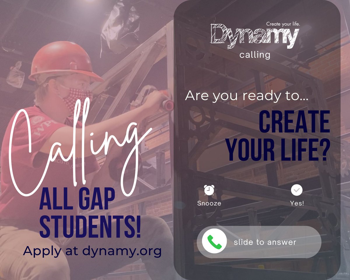 Create Your Life with Dynamy this fall! Applications for the 2023-24 Internship Year are open on our website. Sign up for an Info Session and Apply for YOUR Gap Year TODAY!

#CreateYourLife #gapyear #dynamy
#internships #RealWorldExperience #CareerExploration #highered