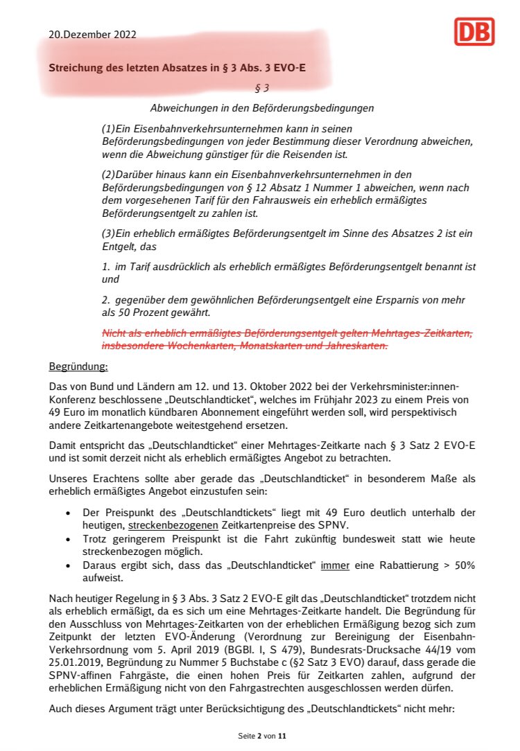 Lenny_du_Nord's tweet photo. In ihrer Stellungnahme zur Anpassung der EVO fordern @DB_Bahn, @mofaireV und @VDV_Verband unisono, dass Reisende mit #Deutschlandticket künftig bei Verspätung KEINEN Anspruch auf die Nutzung eines IC/ICE haben sollen.

Das wäre eine üble Schwächung der Fahrgastrechte.
1/3 https://t.co/2mZ9fcphTN