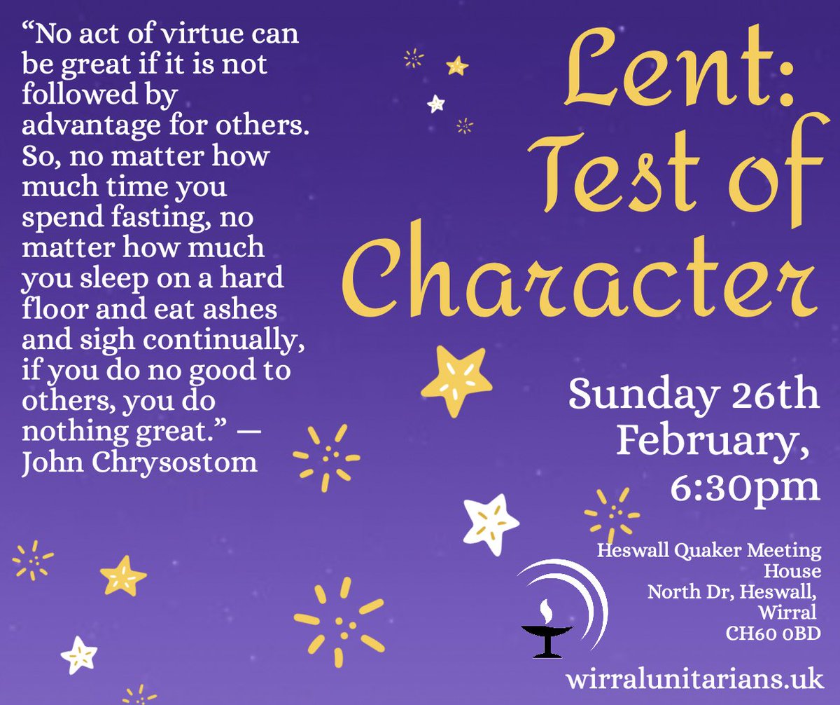 TheUnitariansMD's tweet photo. This Thursday and Sunday, with @wirralunitarian @SPortUnitarians and @UlletRoadChurch 🌟✨🌟

#SundayService #Lent2023 #wirral #whatsonwirral #Virtue #southport #whatsonsouthport #Liverpool #whatsonliverpool #thursdayservice https://t.co/0g9qDLrv5p