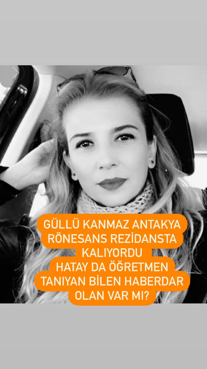 #rönesansrezidans'ta A2 bloktaki Güllü Kanmaz’a ulaşılamadı. Enkaz tamamen kaldırılmasına rağmen l24.im/hGU listedeki 80 insanın akıbeti bilinmiyor. Lütfen yardım edin! <a href="/drfahrettinkoca/">Dr. Fahrettin Koca</a> <a href="/AFADBaskanlik/">AFAD</a> <a href="/AFADHatay/">AFAD HATAY</a> <a href="/ahbap/">Ahbap</a> @Ahbap_Hatay <a href="/BabalaTv/">BaBaLa TV</a> <a href="/PincTivi/">PincTv</a> <a href="/haluklevent/">Haluk Levent ( Ahbap Ekibi )</a>