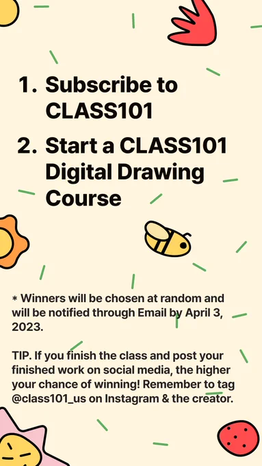 Class101 is running an event for those who start a digital drawing course! If you've been looking to take a character design course, feel free to check mine out --  