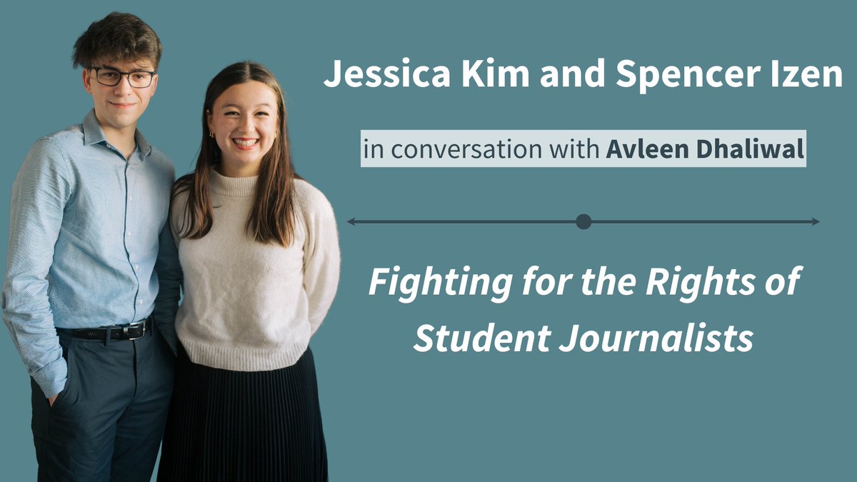 It's time! We're thrilled to introduce the trailblazing student journalists @jjjesskim + @spencerizen as @BPCcanada's  2023 Champions of Free Expression. Learn about their fight to protect student journalists in this interview🎙️⚖️ #FTRWeek bit.ly/FOE-Champions