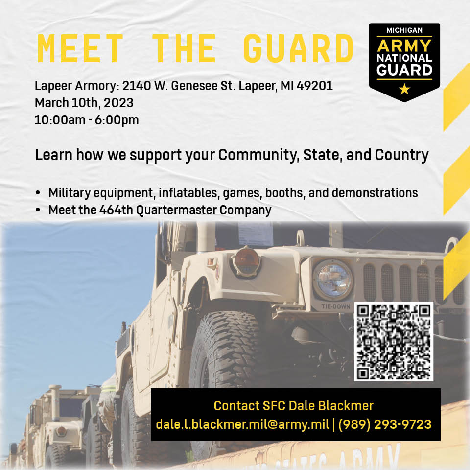 MIArmyGuard's tweet photo. MEET THE GUARD
Are you tracking these events in your local communities? Take the opportunity to meet your local Guard members!
.
Contact the desired personel or send us a message
.
#meettheguard #miarmyguard #miguard #miarng #minationalguard #goguard #guardstrong #nationalguard https://t.co/yhw0ih7vkP