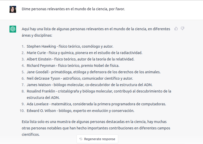 loretahur's tweet photo. Oye, pues igual el "masculino genérico" no es neutro... 

#ChatGPT #WomenInSTEM https://t.co/6NBsW5YNAa