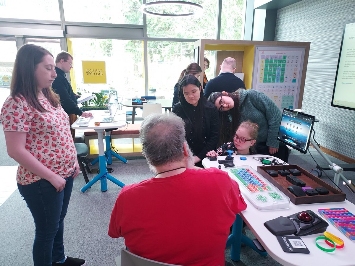 OLSatBC's tweet image. Our Disability Awareness course had a blast visiting the Microsoft Inclusive Tech Lab to explore assistive and adaptive technologies, inclusively designed products, and sensory experiences.
Thanks, @IncTechLab!
bit.ly/40ZmTY1
#OLSBC #BellevueCollege #WeAreOLS