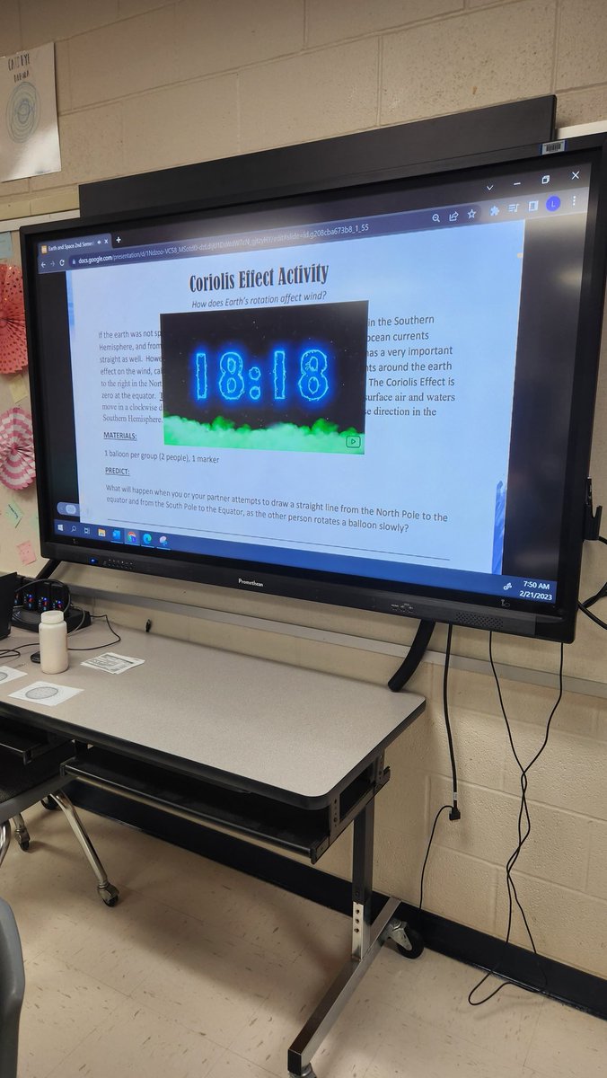 TeacherLife888's tweet photo. Today, in my Earth and Space class, students explored the Coriolis Effect as a result of Earths rotation. Currently, we are focused on the effect on weather patterns and trade winds. Later, we will relate it to ocean currents.  @CFISDScience @CypressRidgeHS https://t.co/WrX0uPC9eO