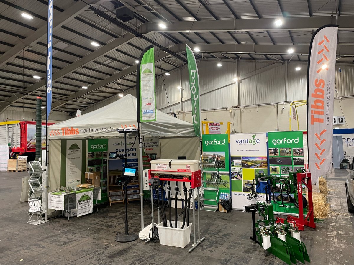 Tibbsmachinery's tweet image. We're all set up and ready to roll at West Country Farming &amp;amp; Machinery Show 🚜
Call by to stand 13 tomorrow and take a closer look at #TrimbleAg steering systems, @garfordrobocrop hoes, #ISOBUS and more 👀#PrecisionAg #WCFMS @VantageEngWales