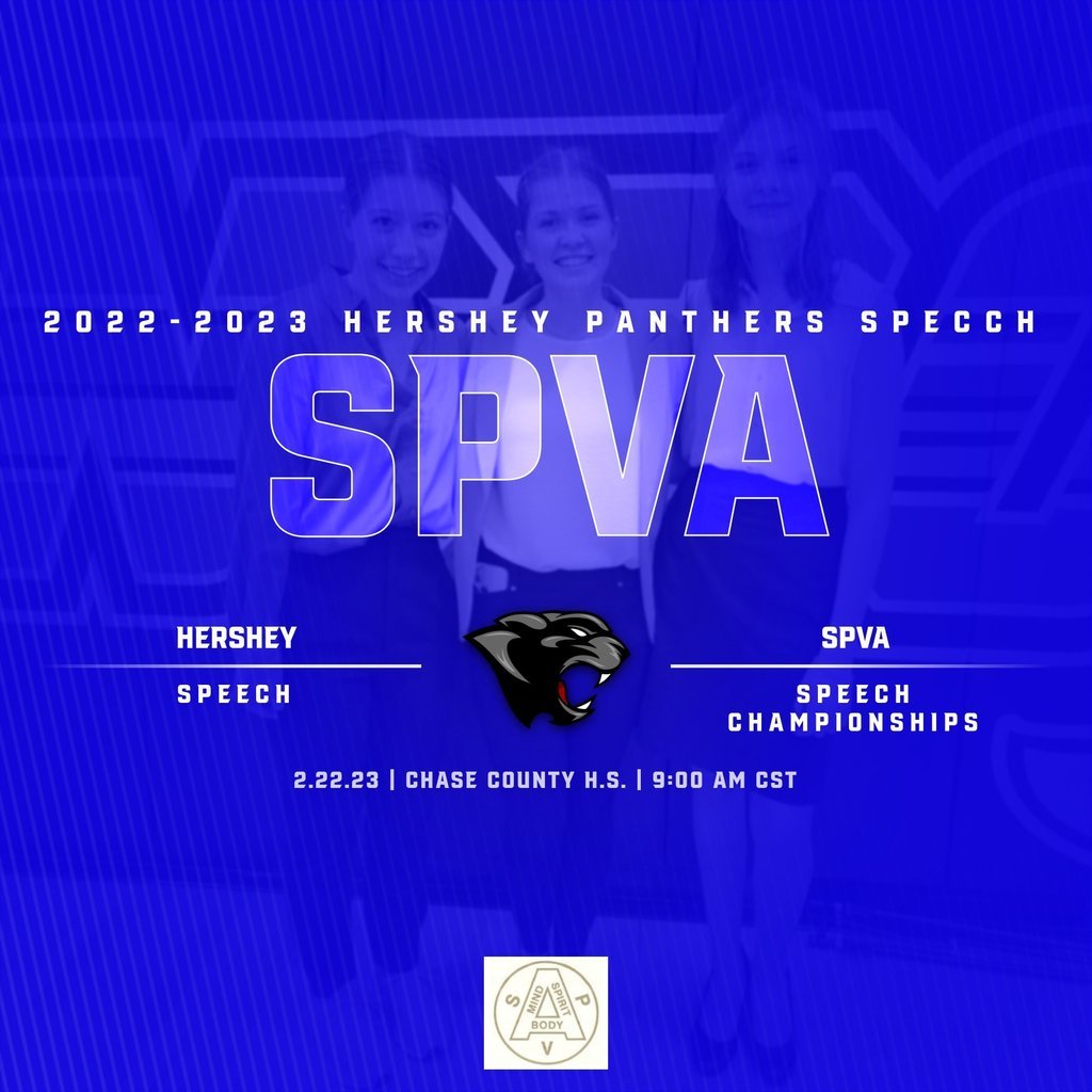 HersheyPanthers's tweet photo. SCHEDULE ALERT: Due to forecasted condition for tomorrow, the SPVA SPEECH MEET scheduled for Wednesday, February 22nd, has been CANCELED. With the uncertainty of weather events the conference felt it was best to err on the side of caution and safety. #IMPACT #PANTHERMOJO https://t.co/3efOSykyQU