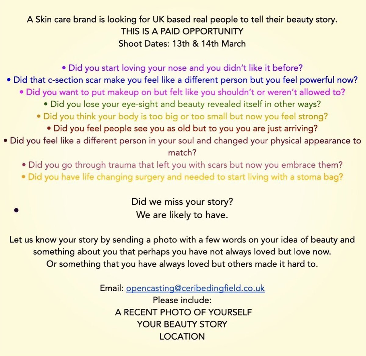 *Open UK Casting Opportunity*

#opencasting #castingcall #ukcasting