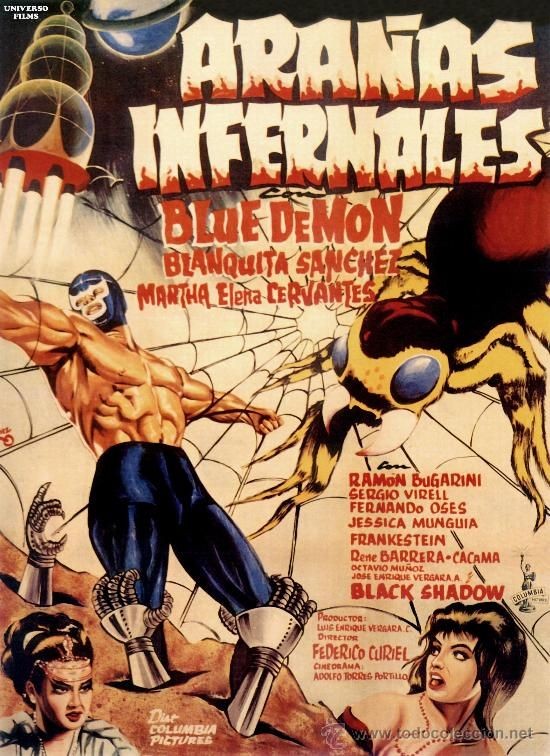 TheFilmFair's tweet photo. Mexican film poster for #HellishSpiders aka #ArañasInfernales (1968 - Dir. #FedericoCuriel) #BlueDemon https://t.co/5Pc20zTAB1