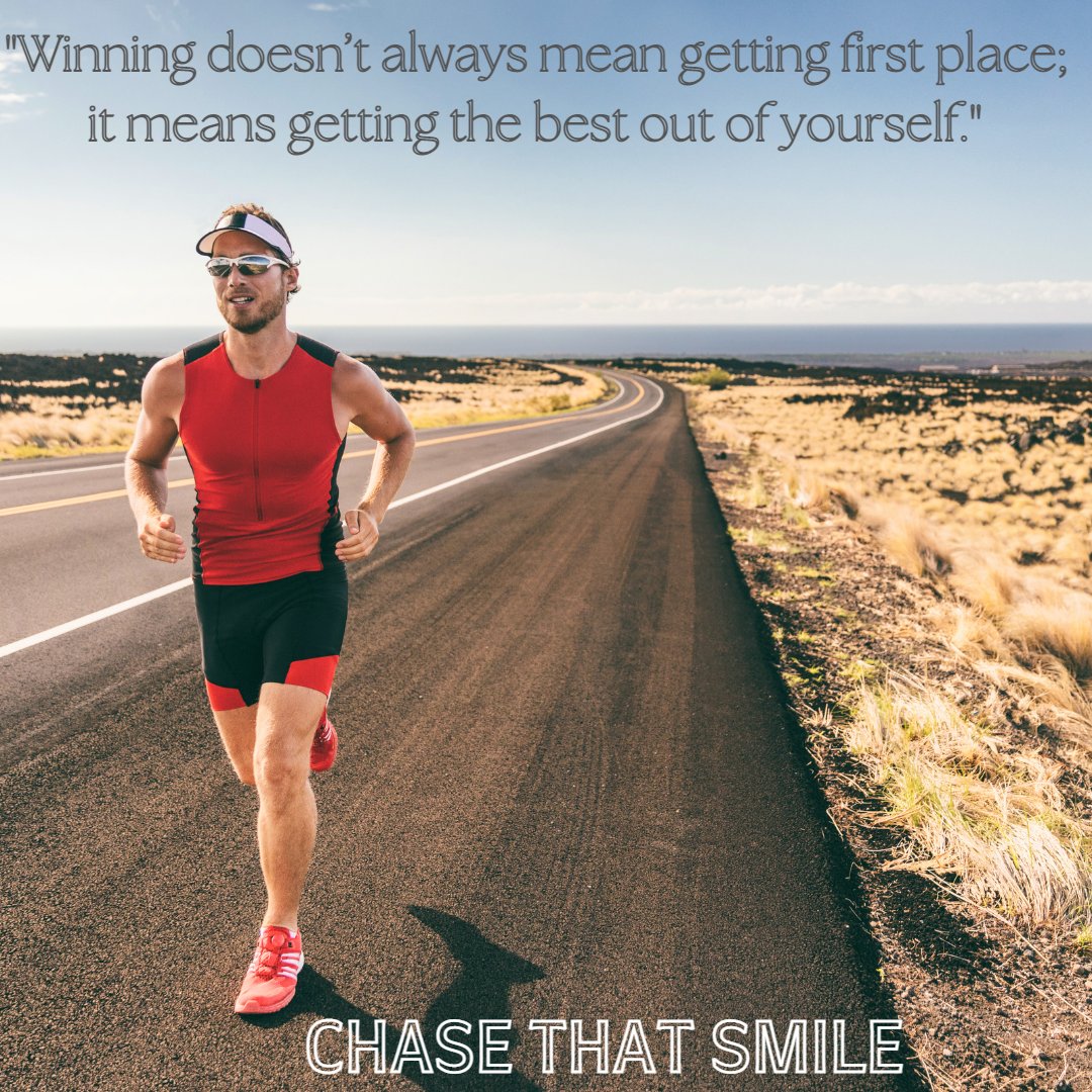 chasethatsmile's tweet photo. "Winning doesn’t always mean getting first place; it means getting the best out of yourself."

Be Inspired - Chase That Smile 
Check out the book at https://t.co/L89iVGwq0t

#triathlon #triathlontraining #triathlonlife #triathlonmotivation #triathlonlifestyle #triathlon_world https://t.co/g5QAYSbl5t