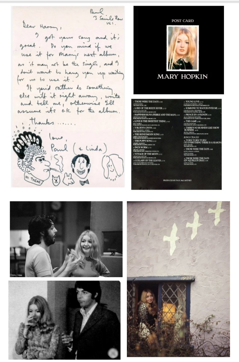 Released #OTD in 1969, Mary Hopkin's Postcard album, featuring, among others, a song by Harry Nilsson, who apparently did not object. 
Colour photo and the one with McBeardy by Linda, the one below left unknown.
#PaulMcCartney 
#LindaMcCartney 
#MaryHopkin
#HarryNilsson