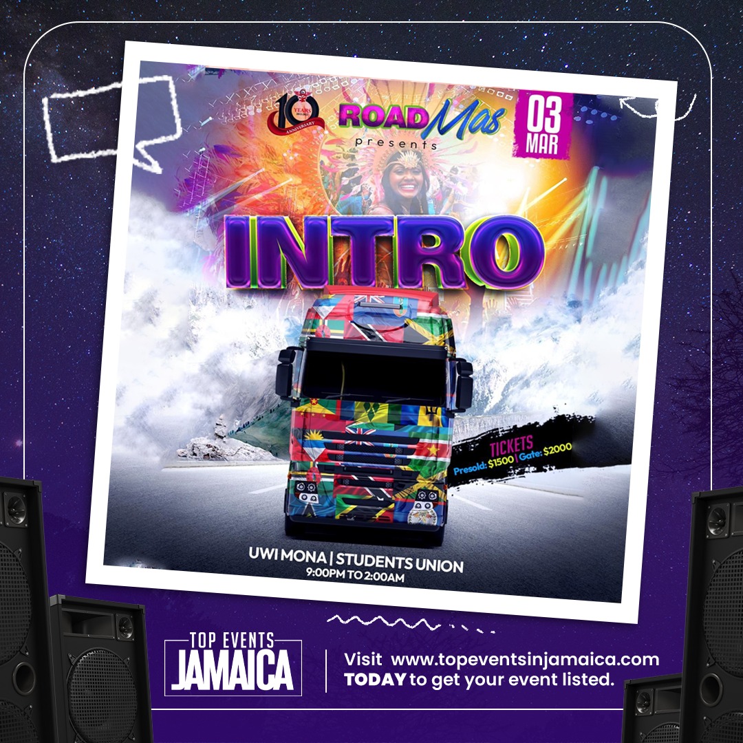 topeventsja's tweet photo. 🎶𝑾𝒆 𝒉𝒂𝒗𝒆 𝒂 𝒕𝒓𝒖𝒄𝒌 𝒐𝒏 𝒕𝒉𝒆 𝒓𝒐𝒂𝒅🎶

The Vibes cyaah done wid #RoadMas. 💃🏾🕺🏾🔥

📍: UWI Student Union

Tickets 🎟️ 
Presold $1500
At the Gate $2000

On March 3, 𝒀𝒐𝒖 𝒃𝒆𝒕𝒕𝒆𝒓 𝒍𝒊𝒏𝒌 𝙬𝙞 𝒇𝒐𝒓 𝒂 𝒕𝒓𝒖𝒄𝒌 𝒐𝒏 𝒕𝒉𝒆 𝒓𝒐𝒂𝒅. 🔊 https://t.co/We9UWJRT3T