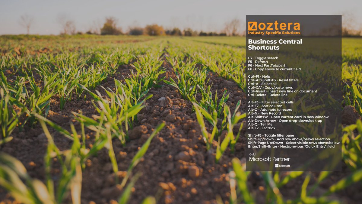 oztera's tweet photo. Do you use Business Central? BC Users, we have a few shortcuts you can use to get more things done faster. Enjoy!

Move to Microsoft BC with Oztera.

#oztera #teravina #agtracker #farming #freshproduce #wineindustry #agriculture #business #dynamics365 #businesscentral https://t.co/p7dYprjLYR