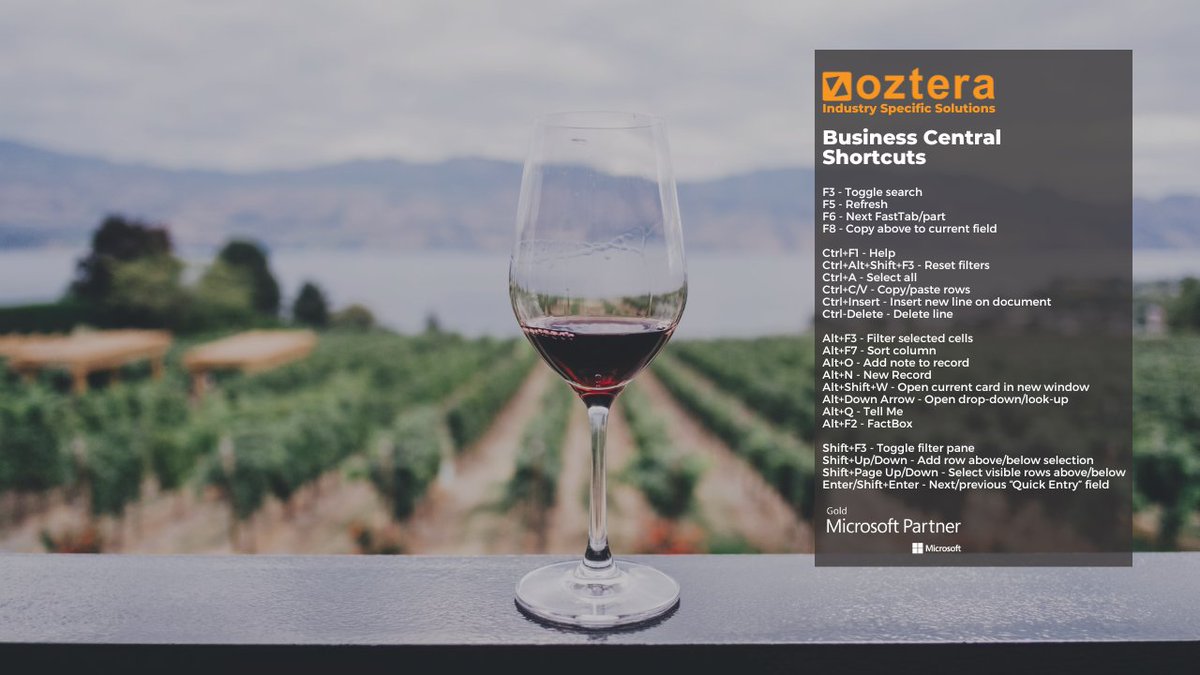 oztera's tweet photo. Do you use Business Central? BC Users, we have a few shortcuts you can use to get more things done faster. Enjoy!

Move to Microsoft BC with Oztera.

#oztera #teravina #agtracker #farming #freshproduce #wineindustry #agriculture #business #dynamics365 #businesscentral https://t.co/p7dYprjLYR