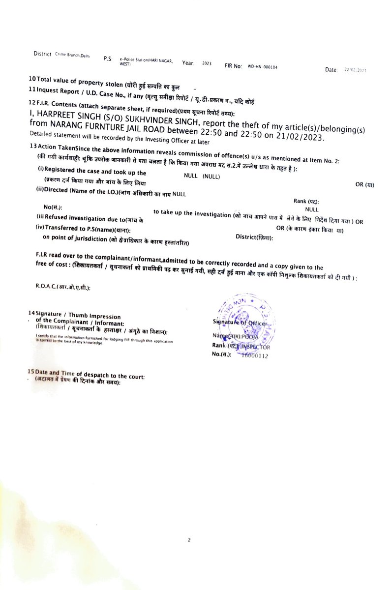HarpreetArjun44's tweet photo. @RajivBabbarbjp 
@TajinderBagga 
@ArvindKejriwal 
@CPDelhi

Seeking the positive response in short time. FIR is registered and attached.

Thanks &amp; Regards,
Harpreet Singh (Arjun)
9718171912 https://t.co/S3wyonC84Y