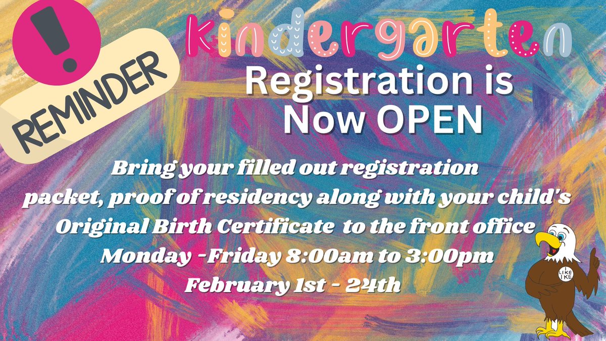 Parents of incoming Kindergarteners! Don't forget to register this month at Eisenhower (Ike) School 
<a href="/D23Eisenhower/">Eisenhower E.S.</a>! We can't wait to meet the future high school class of 2036! Your journey starts here in 
<a href="/PHSD23/">Prospect Hts. SD23</a>, where together, we are #PROUD2BD23!